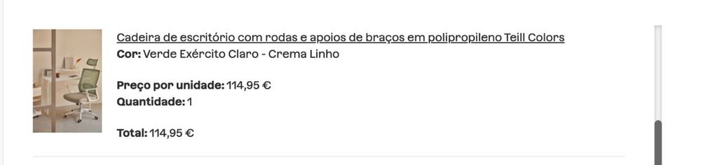 Cadeira de escritório com rodas e apoio de braços em polipropileno