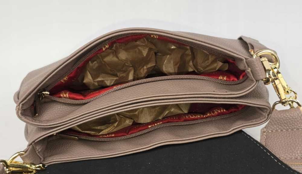 Torebka MASSIMO CONTTI raportówka listonoszka kolor Écru eko zamsz