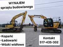 Wynajem sprzętu budowlanego koparka ładowarka wózek widłowy