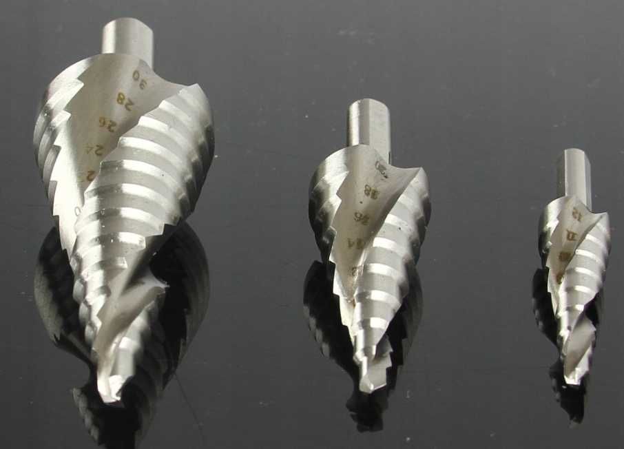 Wiertła stopniowe 3 SZTUKI 6-30 mm STOŻEK SPIRALA