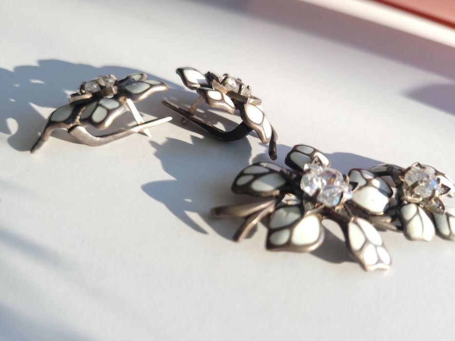 Продам серебро с эмалью серьги подаеска