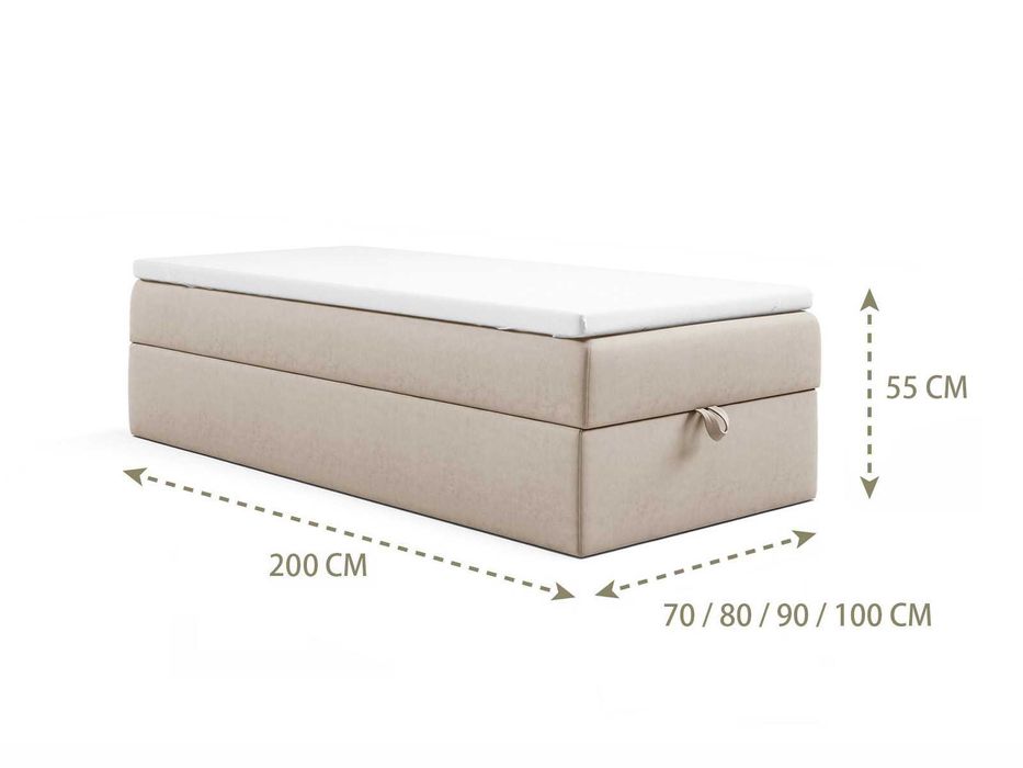 Łóżko KONTYNENTALNE SINGIEL bez wezgłowia 70x200 80x200 90x200 100x200