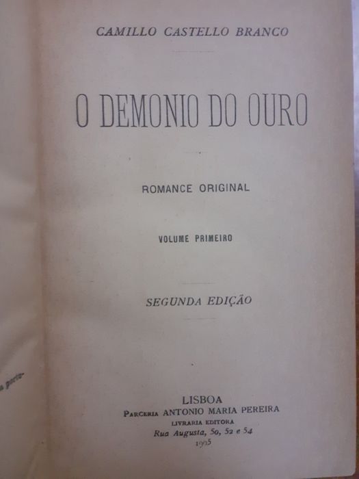 C. Castelo Branco, O demonio do ouro, 2 vol
