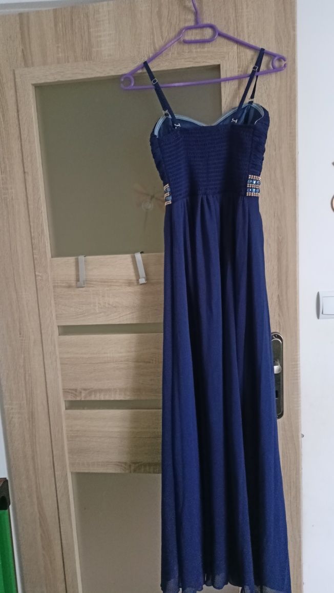 Sukienka granatowa maxi s 36 wesele