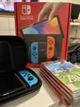 Nintendo Switch Oled + 4 jogos + bolsa transporte