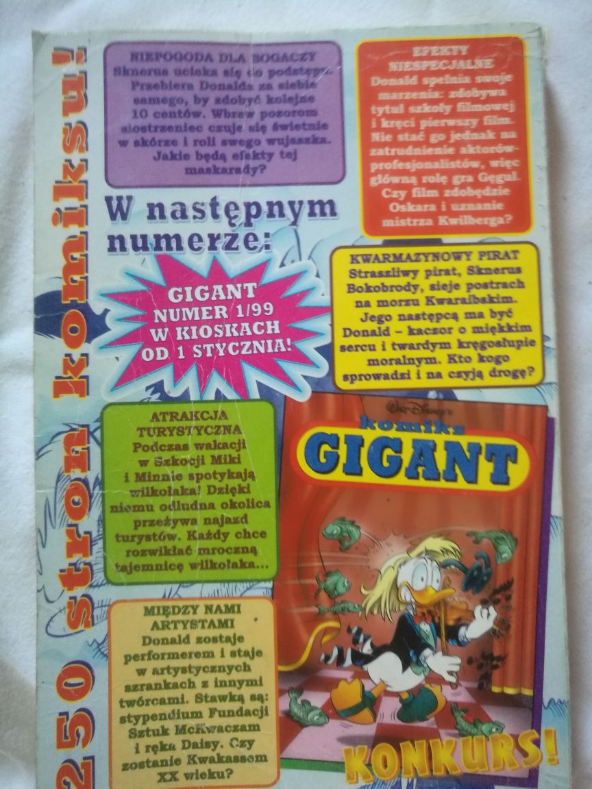 Komiks Gigant Stary Mamut mocno śpi Walt Disney nr 12/98  unikat