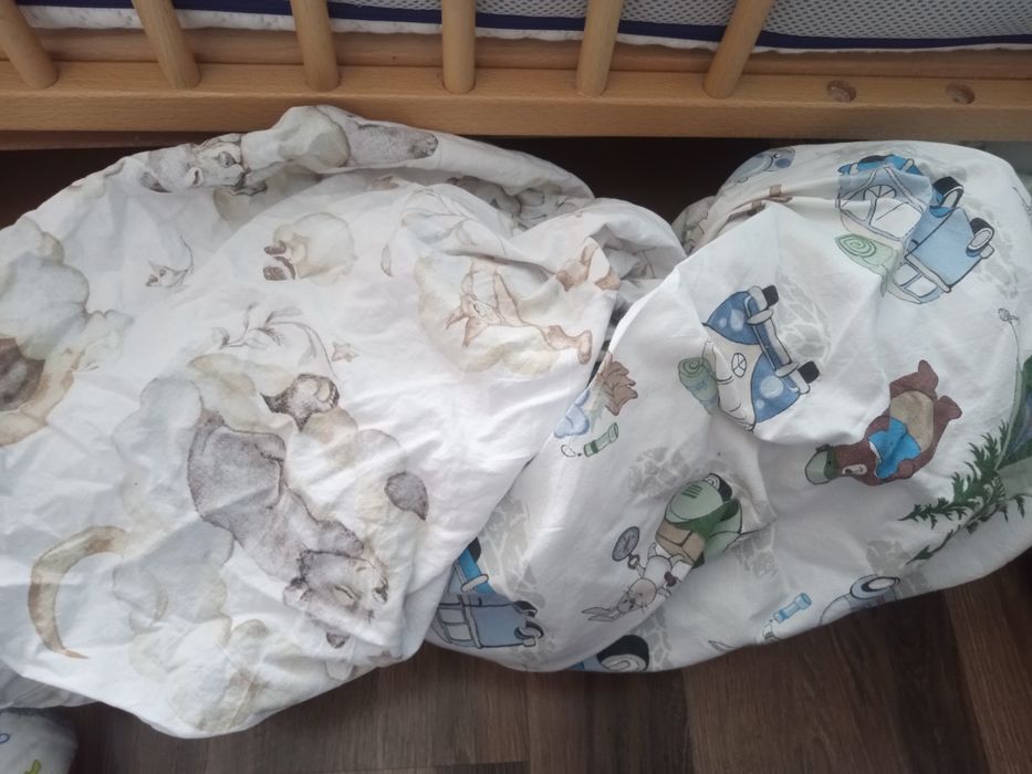 Łóżeczko drewniane + materac Rucken natura dwustronny