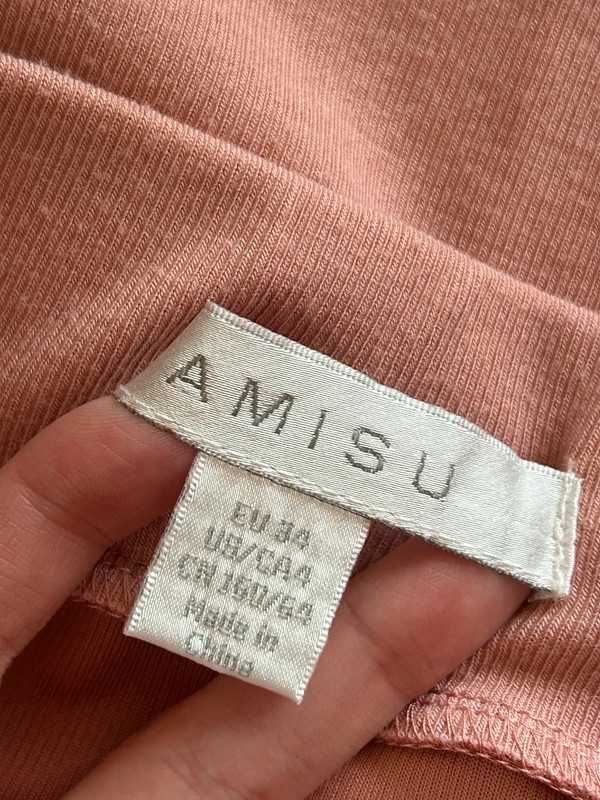 Spódniczka różowa midi z wysokim stanem obcisła Amisu 34 XS