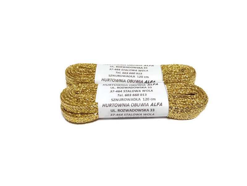 Sznurówki płaskie 120 cm. złote