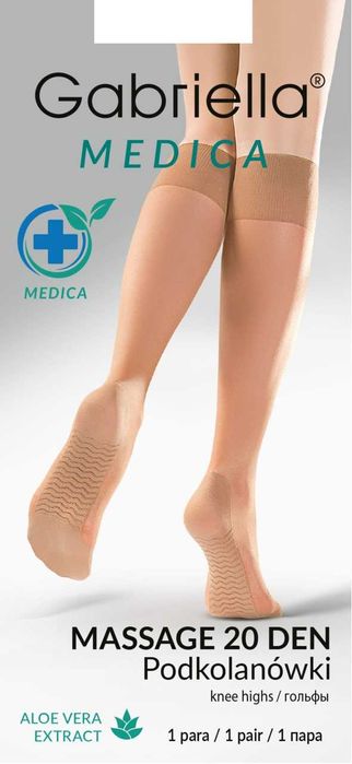 Podkolanówki BEZUCISKOWE z efektem masażu stóp z aloesem 20 DEN MEDICA