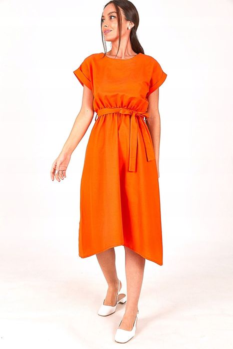 Armonika 36 S Pomarańczowa Sukienka Midi H12437