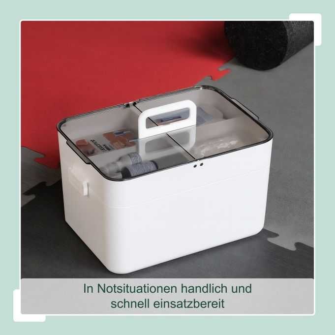 Apteczka domowa 2‑poziomowa – 5 przegródek, praktyczny uchwyt, plastik