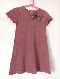 H&M r. 110/116 cm śliczna błyszcząca sukienka z kokardką