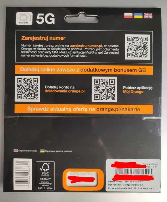 Karta sim orange 500GB na ROK karta 2 sim 4G 5G