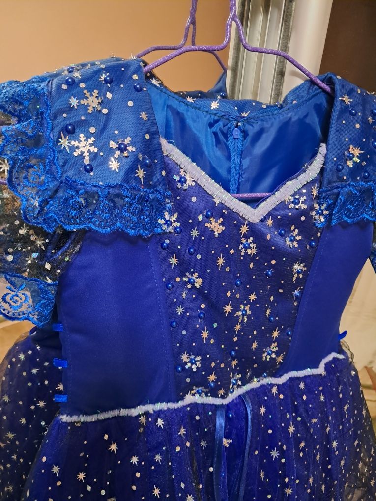 Детское новогоднее карнавальное праздничное платье синее косюм ночь
