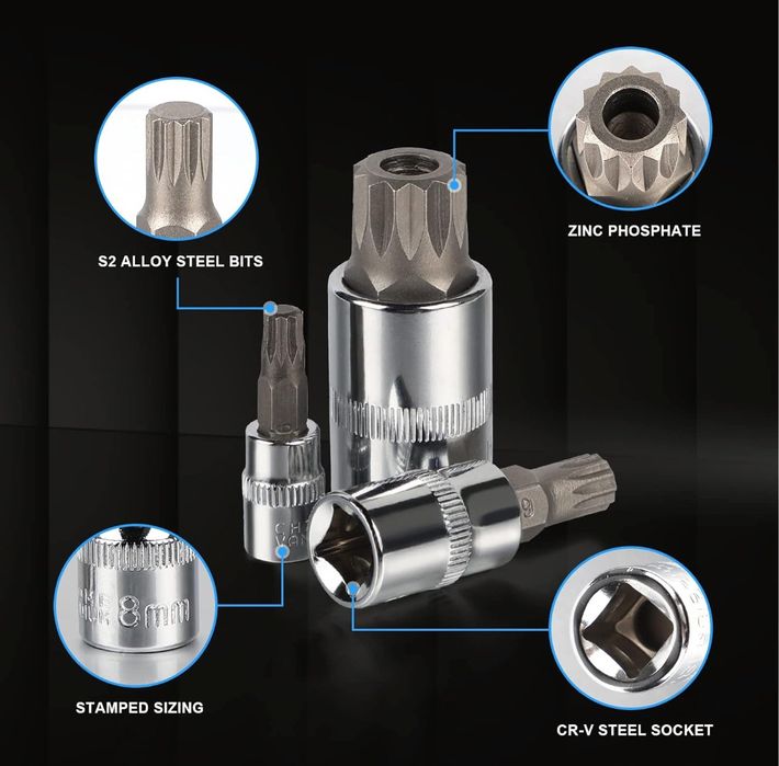 Jogo de 12 chaves 1/2, 1/4 e 3/8 XZN com estojo NOVO