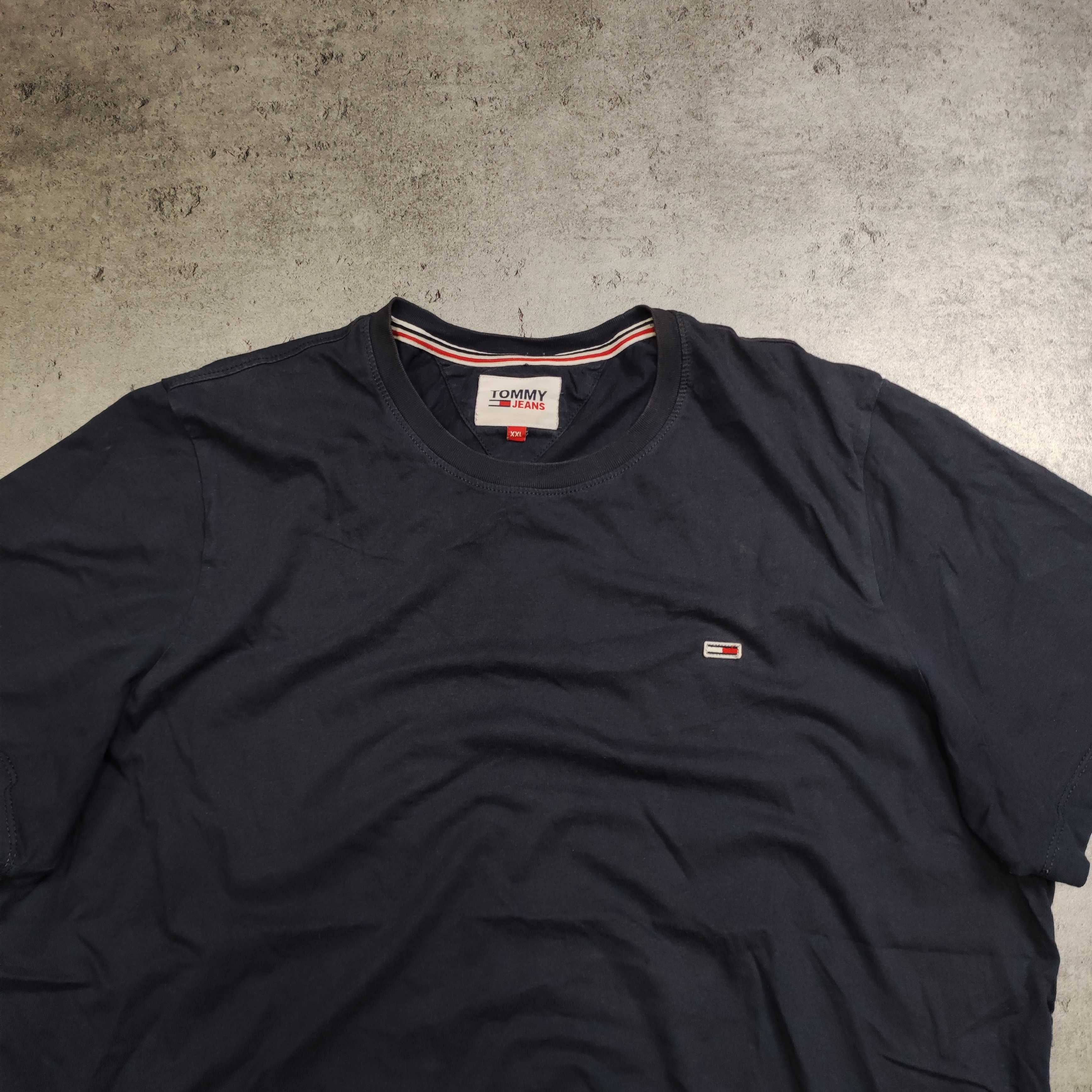 MĘSKA Koszulka Bawełna Casual Basic Granatowa Tommy Hilfiger Jeans