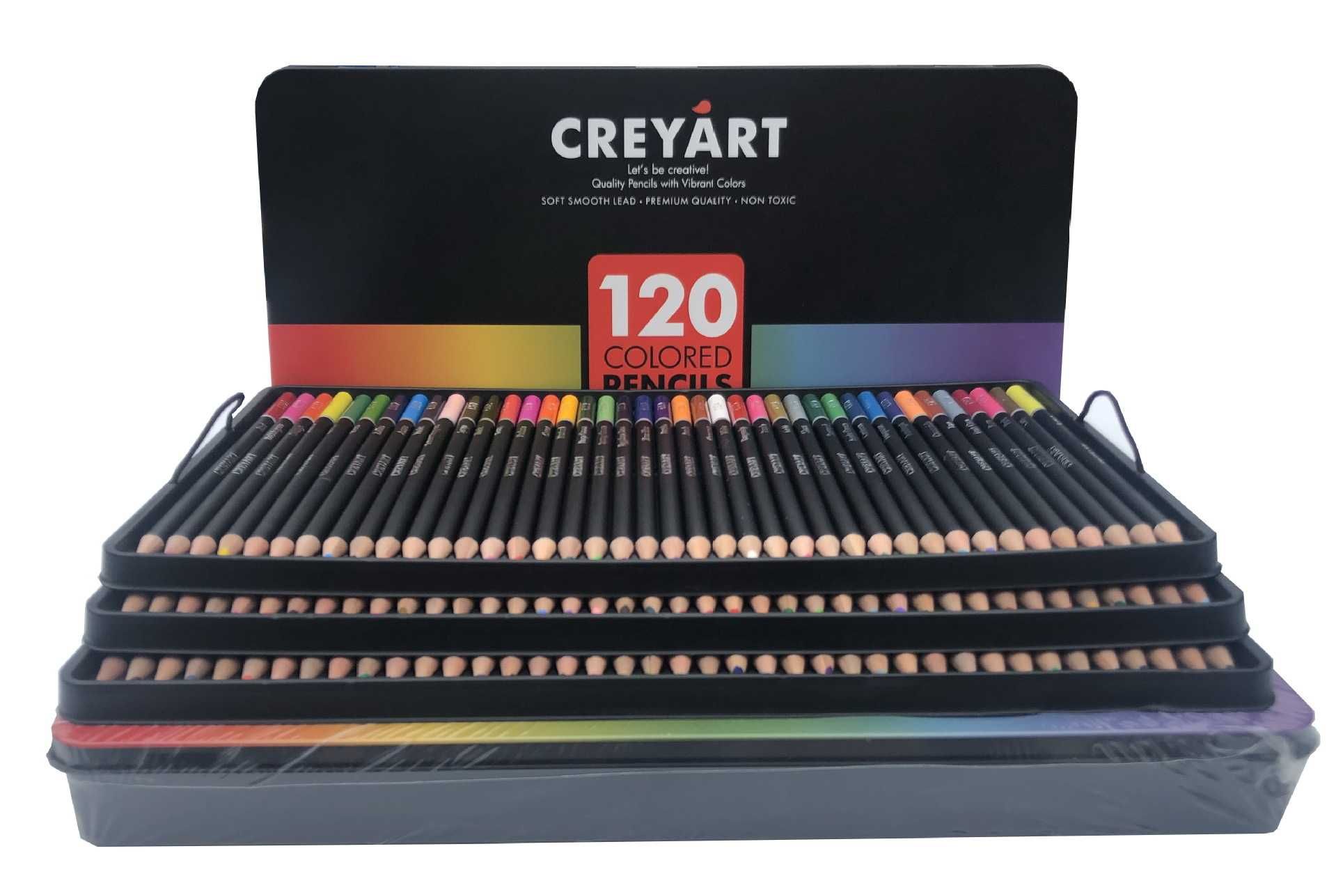 Набір кольорових олівців CREYART в металевій коробці (120 кольорів)