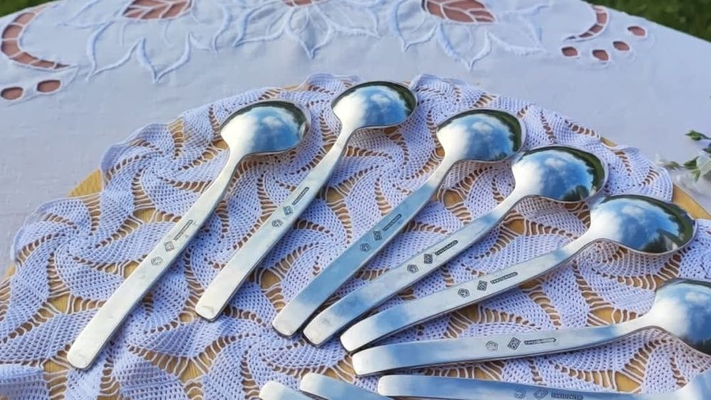 Zestaw sztućców posrebrzane łyżki+ widelce z czasów ZSRR,Baku 1970-80