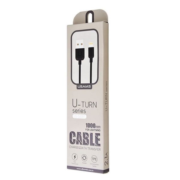 USAMS Kabel U-Turn lightning 1mczarny/black 2A IPUSBXD01 (US-SJ097)