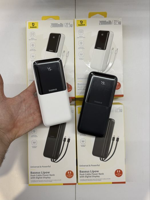 ‼️Оригінал‼️ Baseus Lipow 20000mAh 22.5W White Black