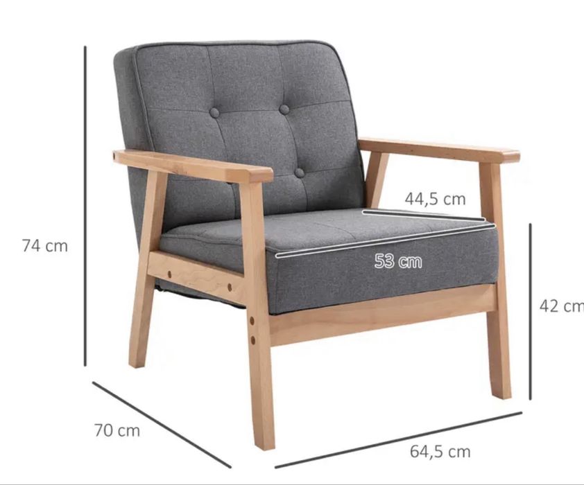 Fotel w stylu PRL szary