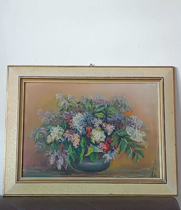 Ręcznie malowany obraz-bukiet kwiatów