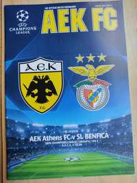 Programa/revista AEK Atenas-Benfica 2018 Champions League