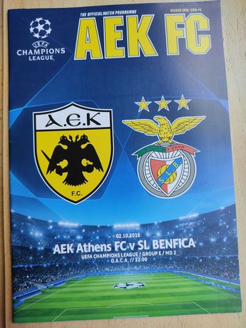 Programa/revista AEK Atenas-Benfica 2018 Champions League