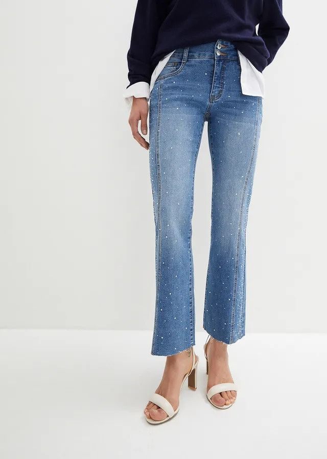 B.P.C jeansy bootcut 7/8 z połyskującymi zdobieniami ^46