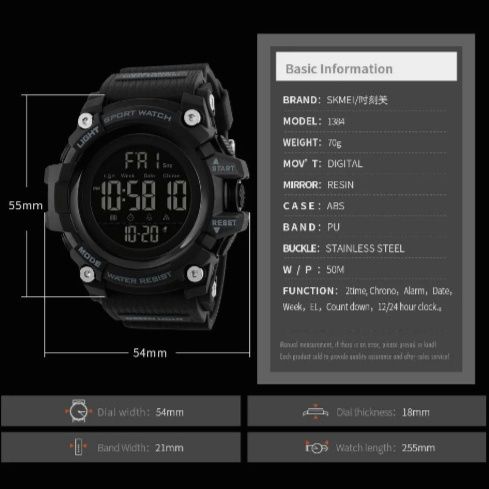 Skmei Fashion 2 Time Countdown Sport Digital Watches Mens Casual Back