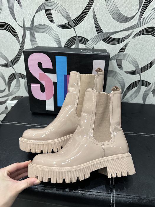 Ботинки челсі лаковані демісезоні лакові ботинки челси сапоги лаковые