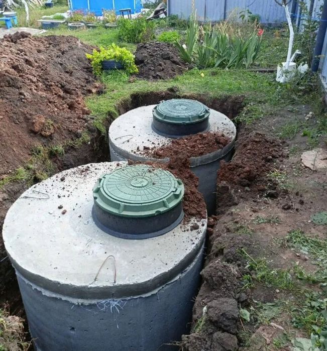 Каналізація септик копка вигрібна яма бетонні кільця 16/18/22/27 м3