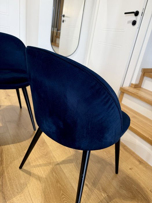 Komplet krzeseł 6 szt, Krzesło Granatowe velvet welur westwing bdb