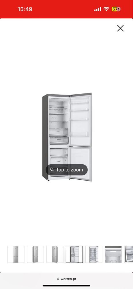 Frigorífico Combinado LG (No Frost - 203 cm - 384 L - Inox)