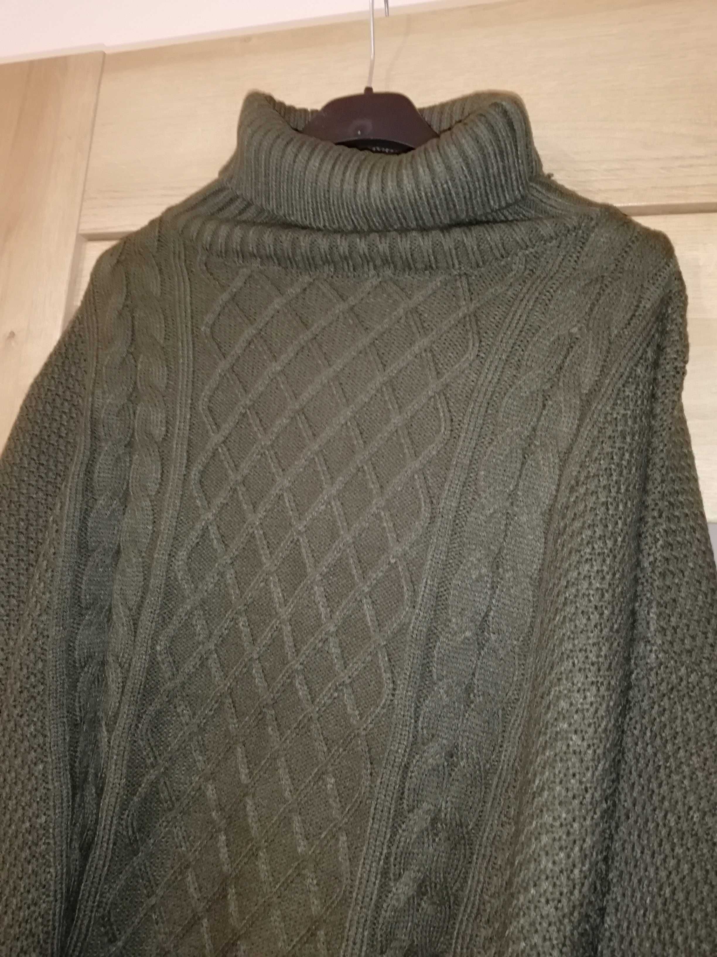 Męski sweter z golfem  Zielony L
