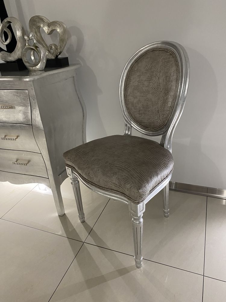 Krzesło stylowe srebrne zadbane Okazja