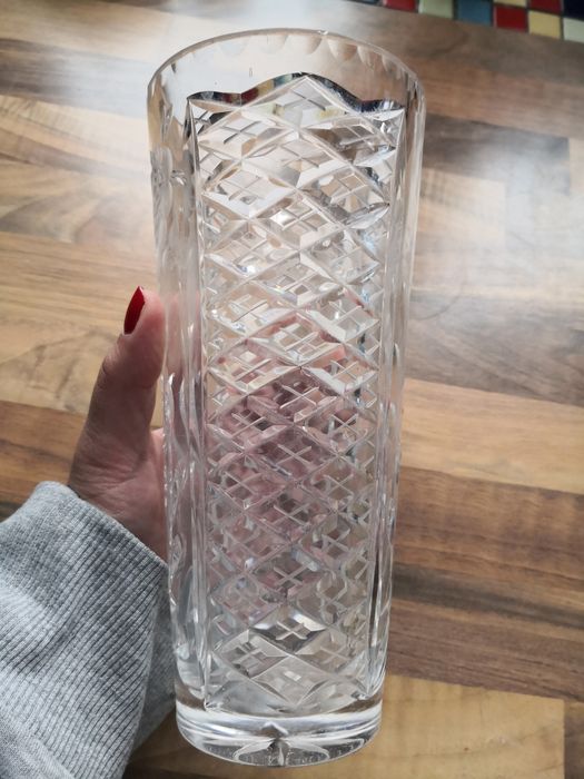 Wazon PRL, lata 60, kryształ, 21 cm