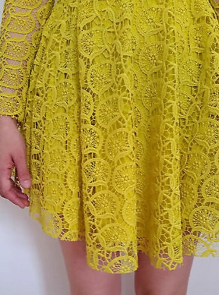 Sukienka h&m koronka gipiura limonka wesele xs s