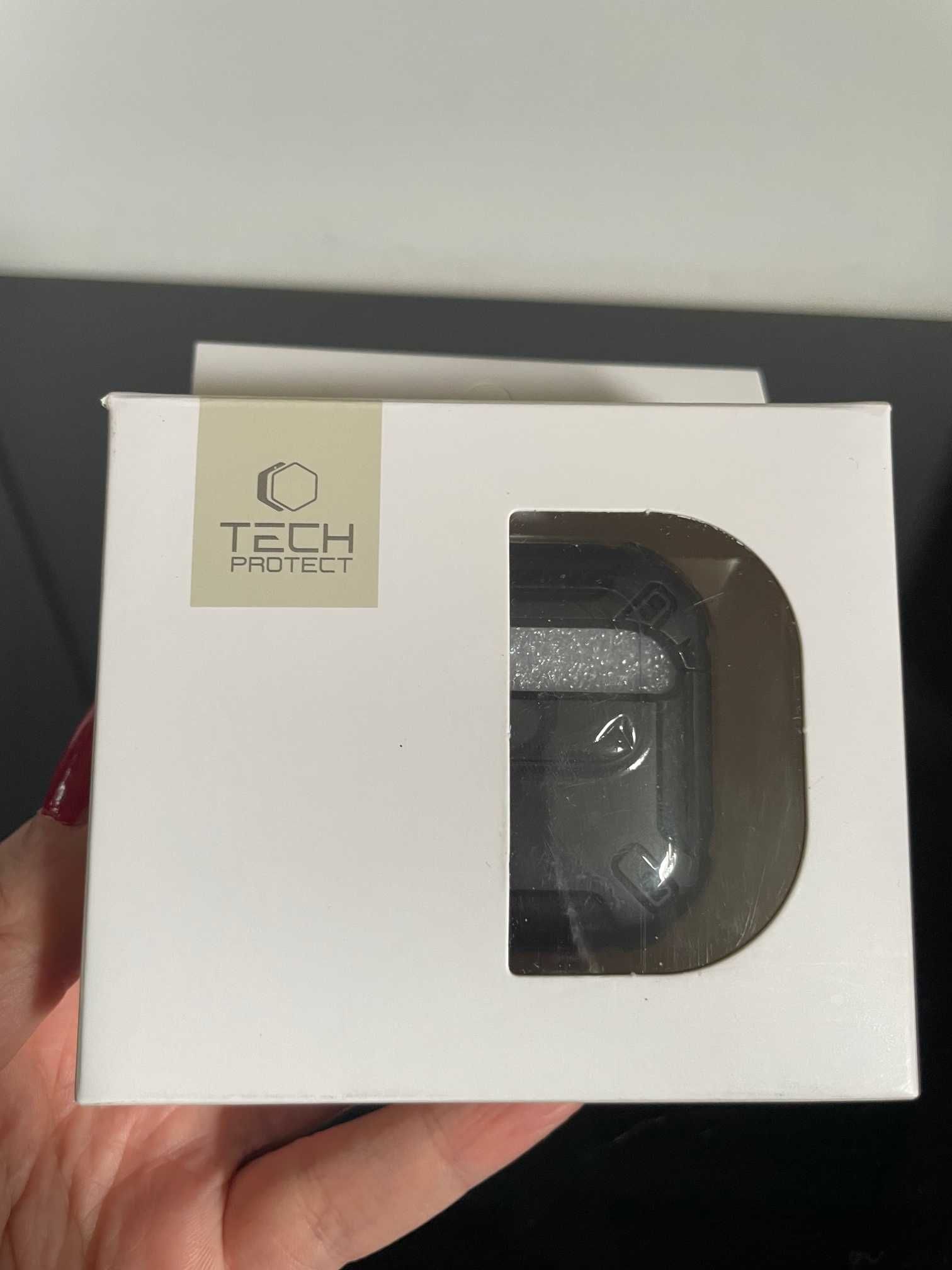 Apple Airpods 4 | Etui z karabińczykiem TECH-PROTECT Carbonox Czarny