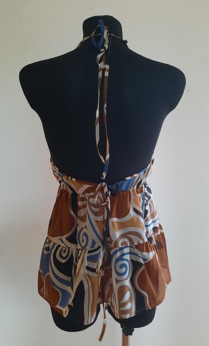 Top Kate by Laltramoda brąz, beż, musztarda, niebieski, biały