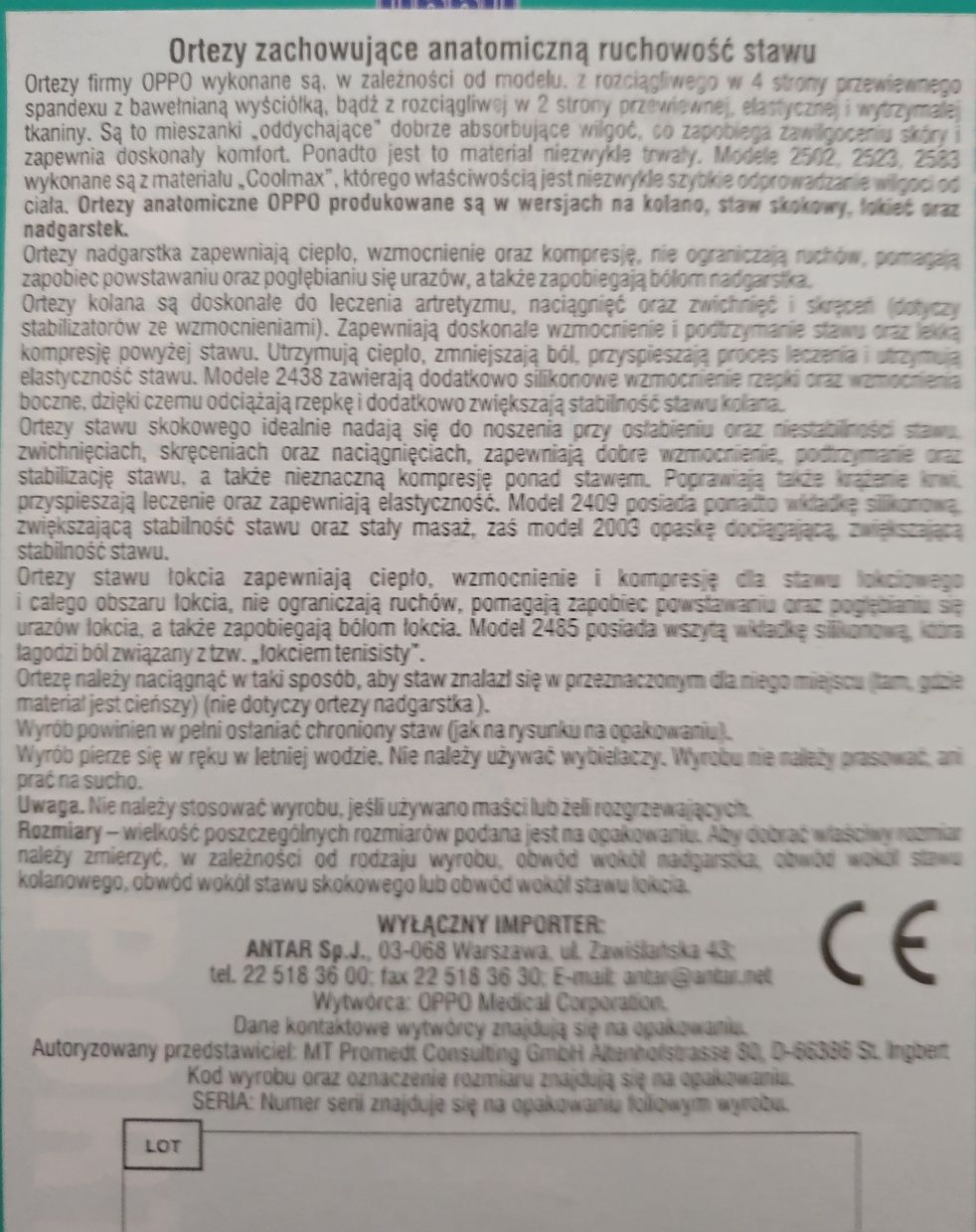 Opaska Orteza stawu kolanowego M