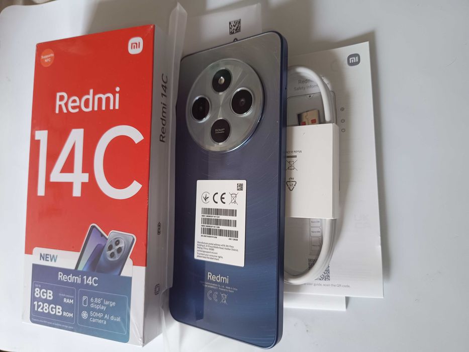 Smartphone Android Redmi 14C 4GB+128GB Câmara 50MP, telemóvel na caixa