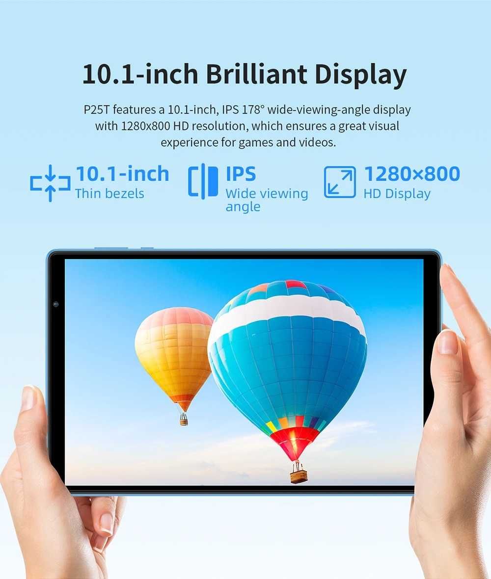 Nowy Teclast P25T 2023 Android 12 Tablet 10.1 cal IPS 4/64GB 5000mAh