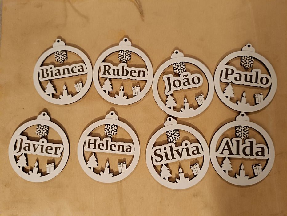 Enfeites decoração de Natal com nome em MDF