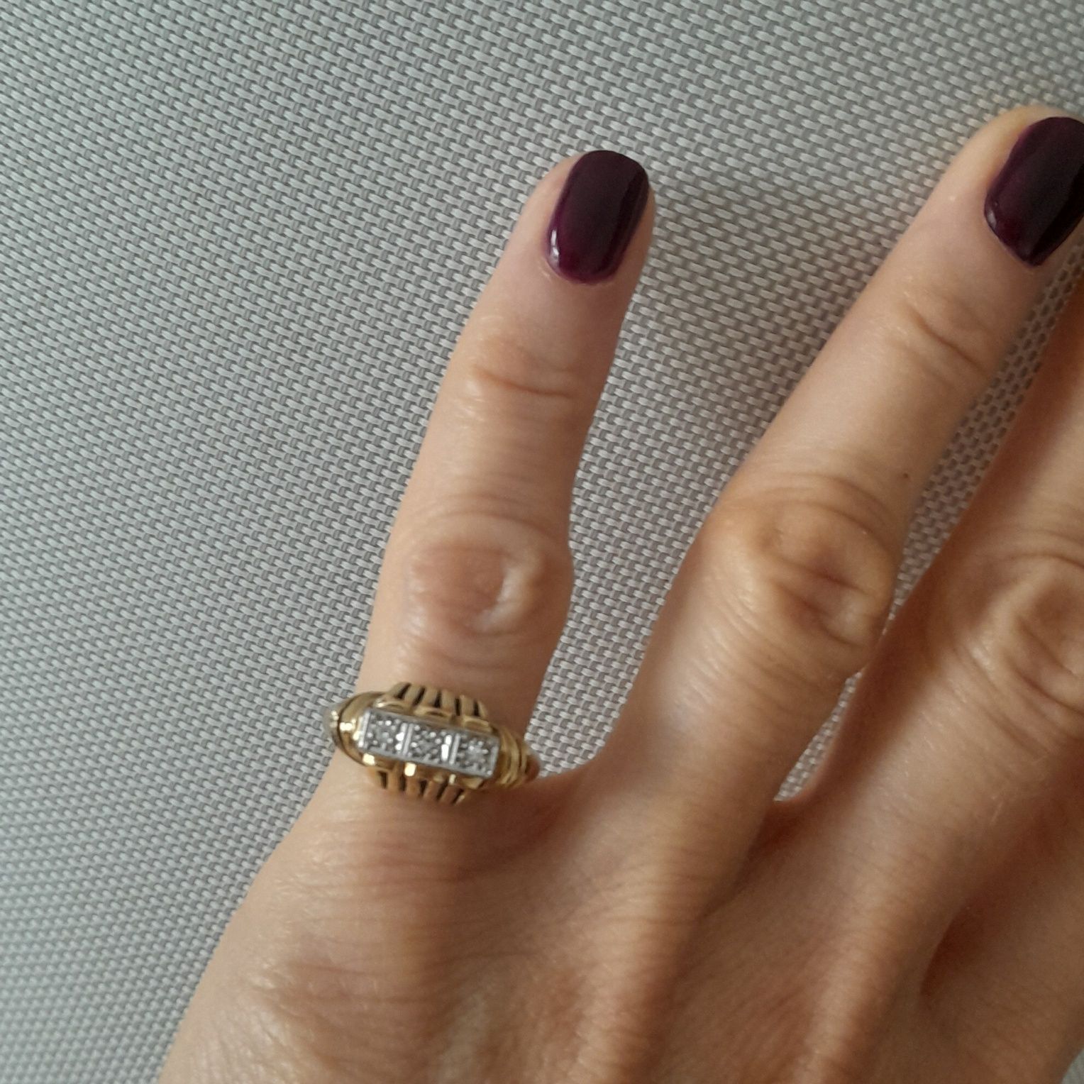 R.14 Pierścionek 4.16g Art Deco Diamenty Złoto 585 WYCENA