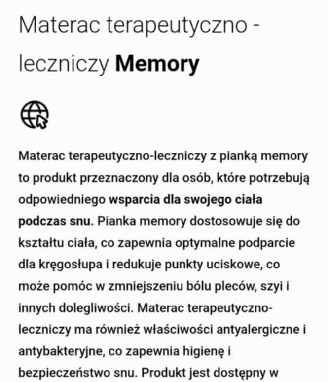 Materac leczniczo terapeutyczny welmax