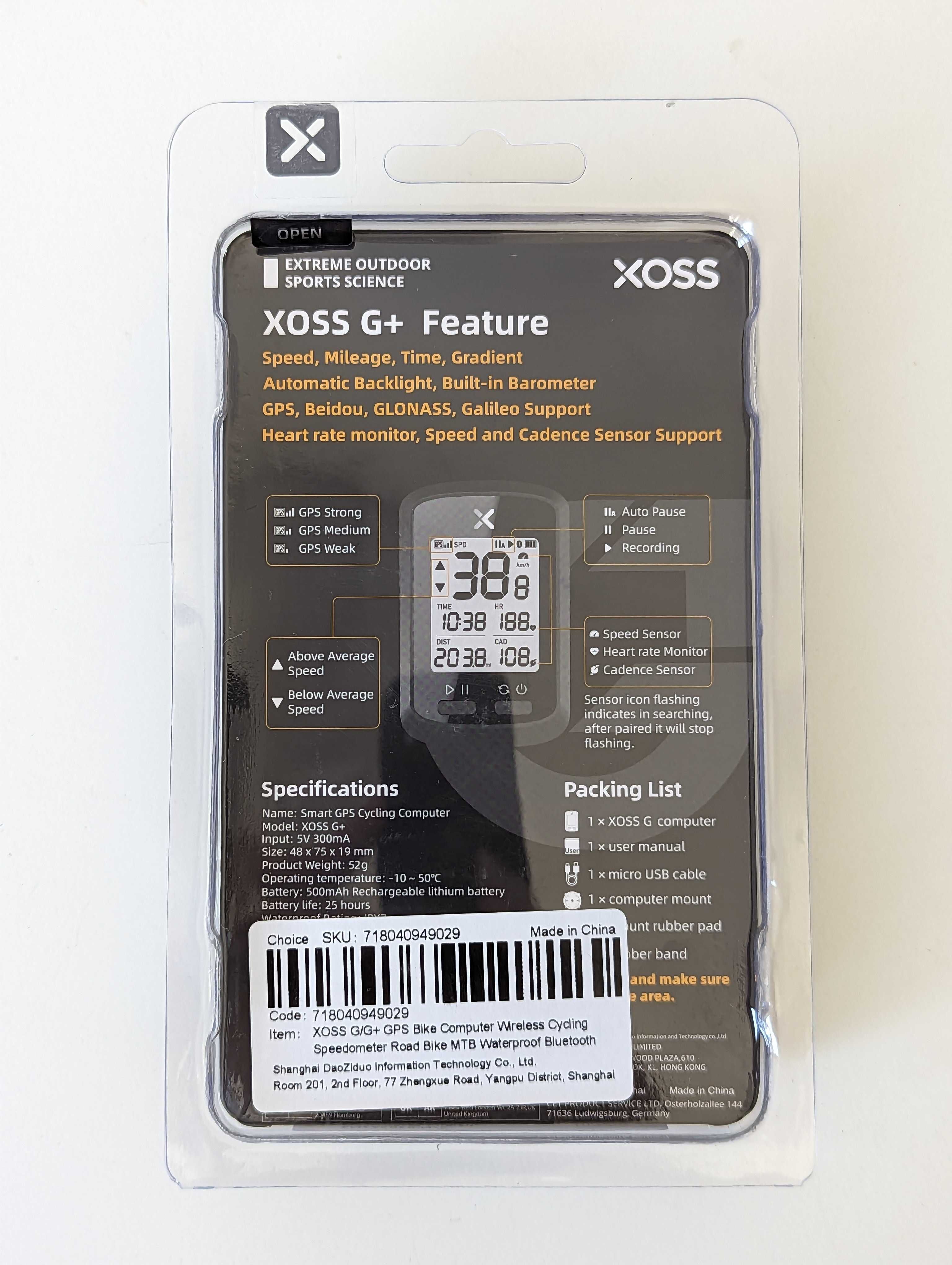 GPS Xoss G (Plus) | (Conecta com Sensores) | Encaixe Garmin Edge