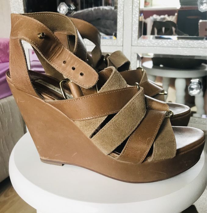 Skórzane sandały letnie na koturnie 39 Cynthia Vincent