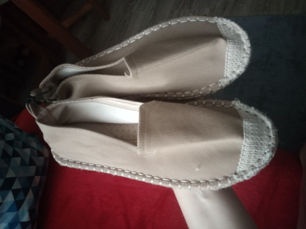 Nowe Espadryle baleriny beżowe kawa z mlekiem rozmiar 37